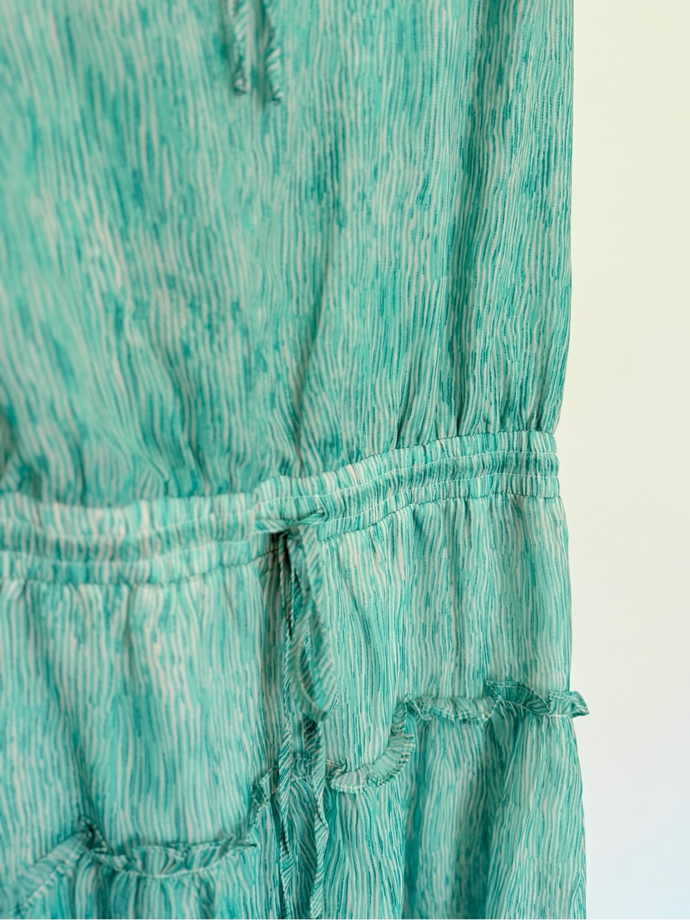 Pinch Aqua Ruffle Tiered Mini Dress Size Large Boho Resort Style Dress - Picture 6 of 6